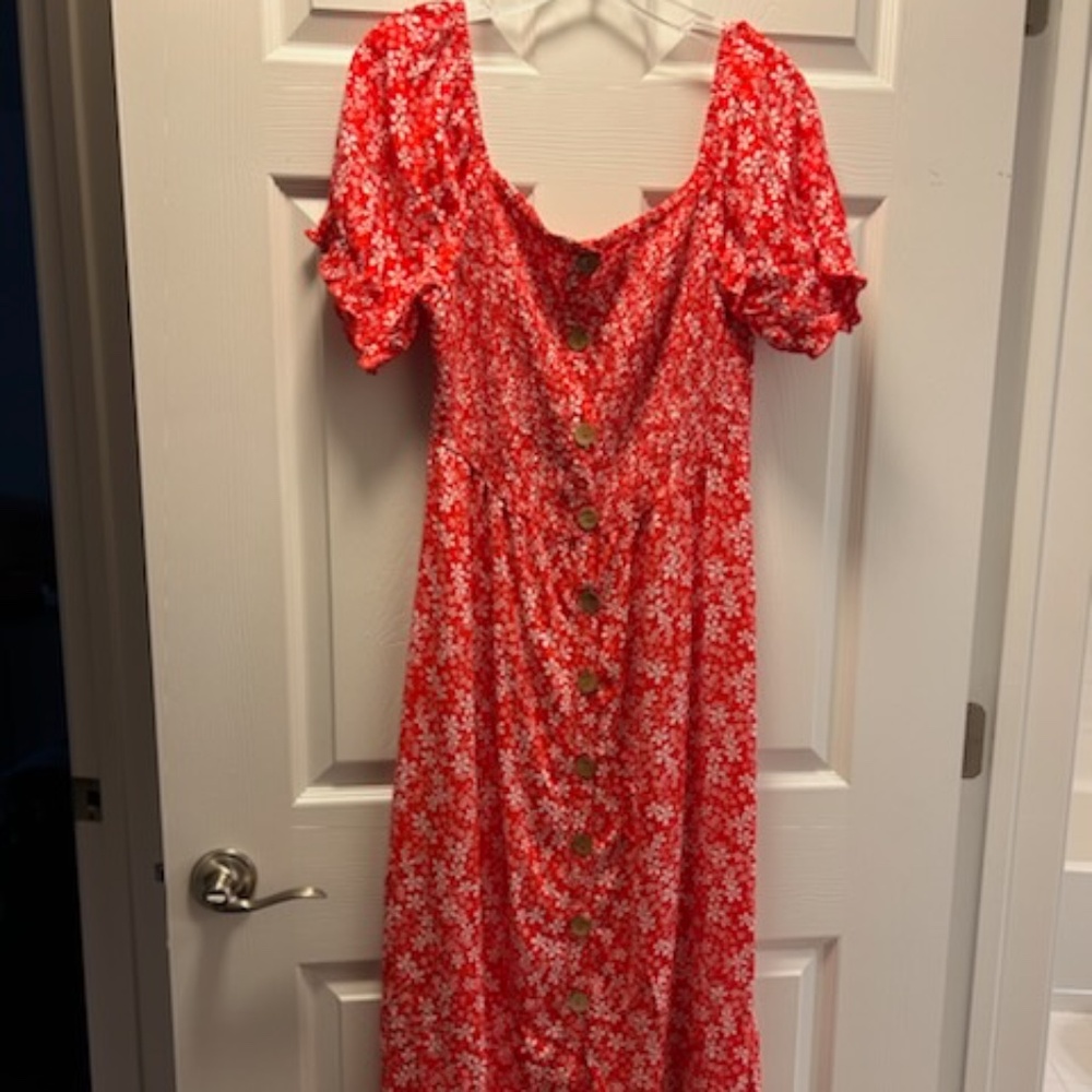 ROXY - Red and white floral sundress - NWT - Picture 1 of 5